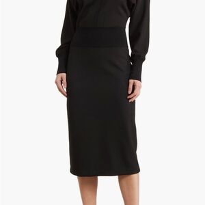Theory Black Midi Long Sleeve Sweater Dress